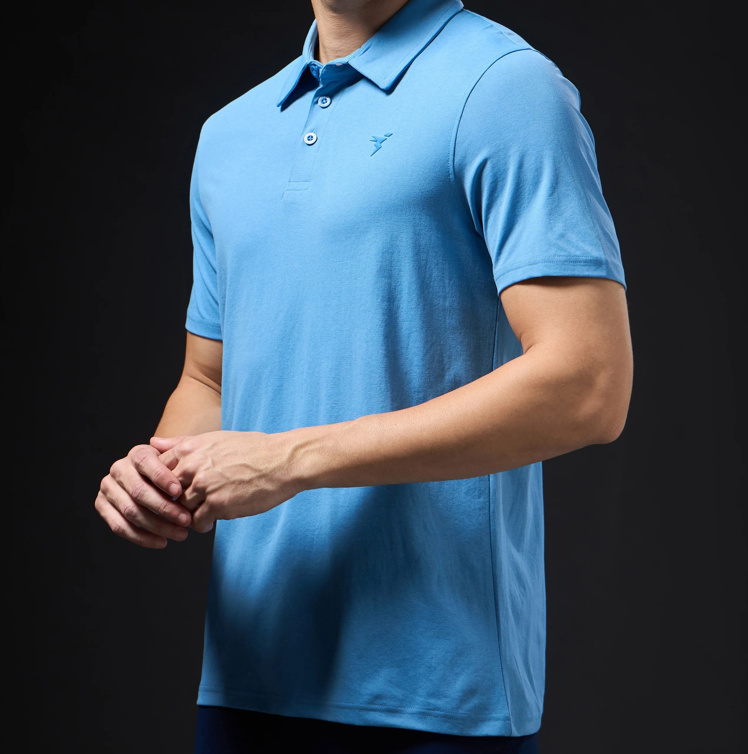 Men Solid Slim Fit Polo Lichen Blue T-shirt