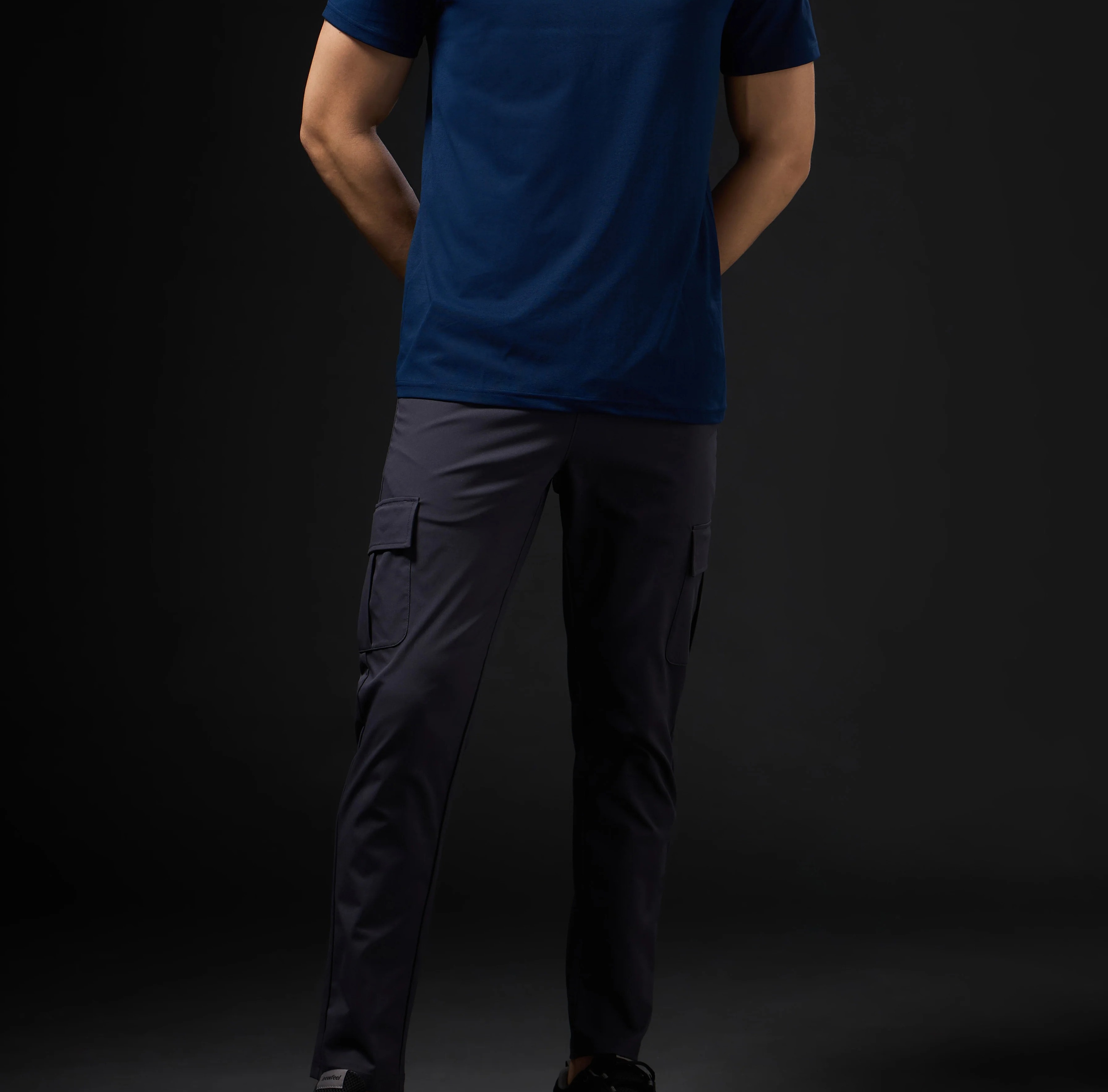 Men Solid Slim Fit Polo Navy T-shirt