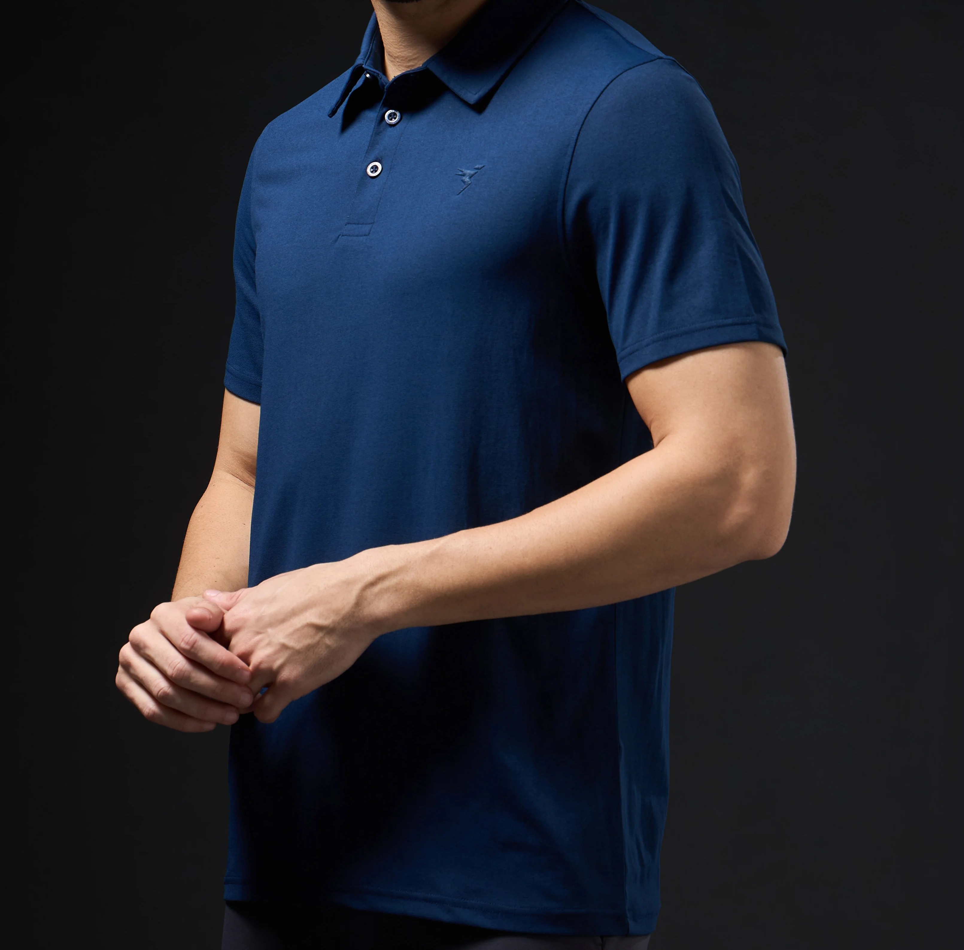 Men Solid Slim Fit Polo Navy T-shirt