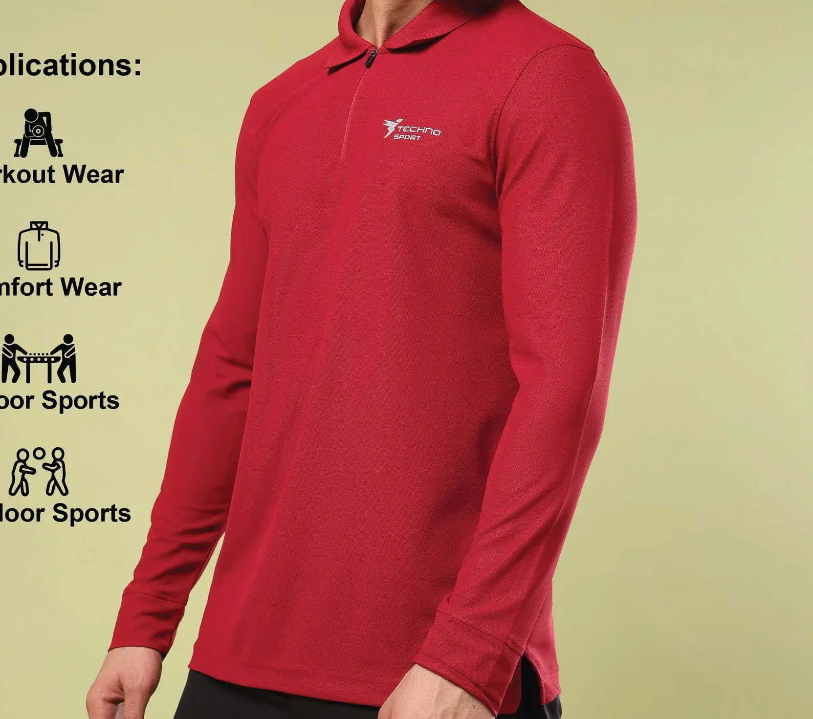 Men Solid Slim Fit Polo Sports Berry Red T-shirt