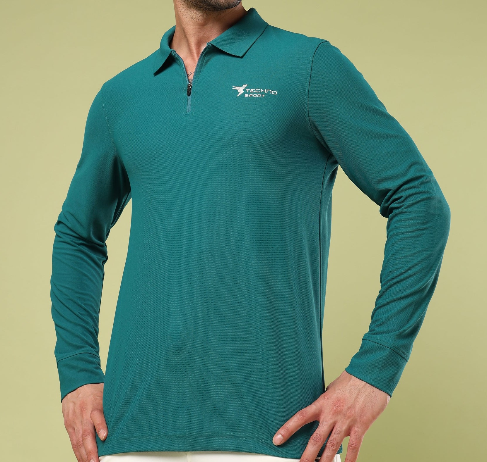 Men Solid Slim Fit Polo Sports Blue Teal T-shirt