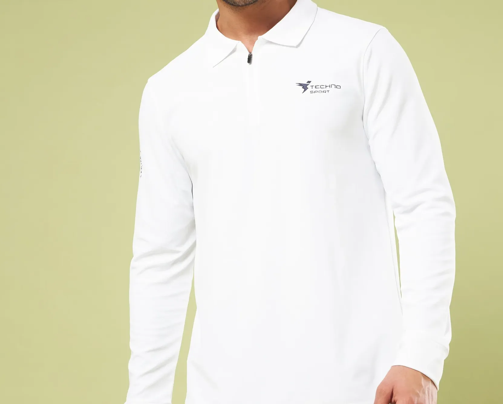 Men Solid Slim Fit Polo Sports White T-shirt