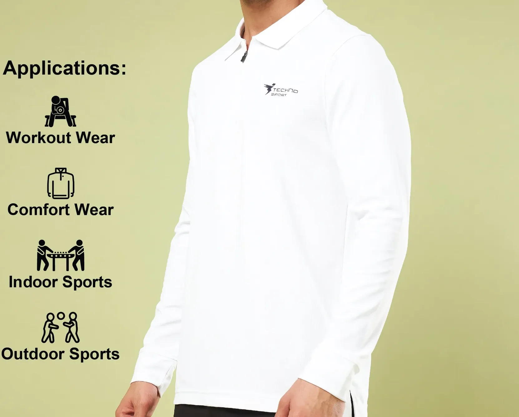 Men Solid Slim Fit Polo Sports White T-shirt