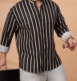 Mens Chinese Collar Linen Shirt