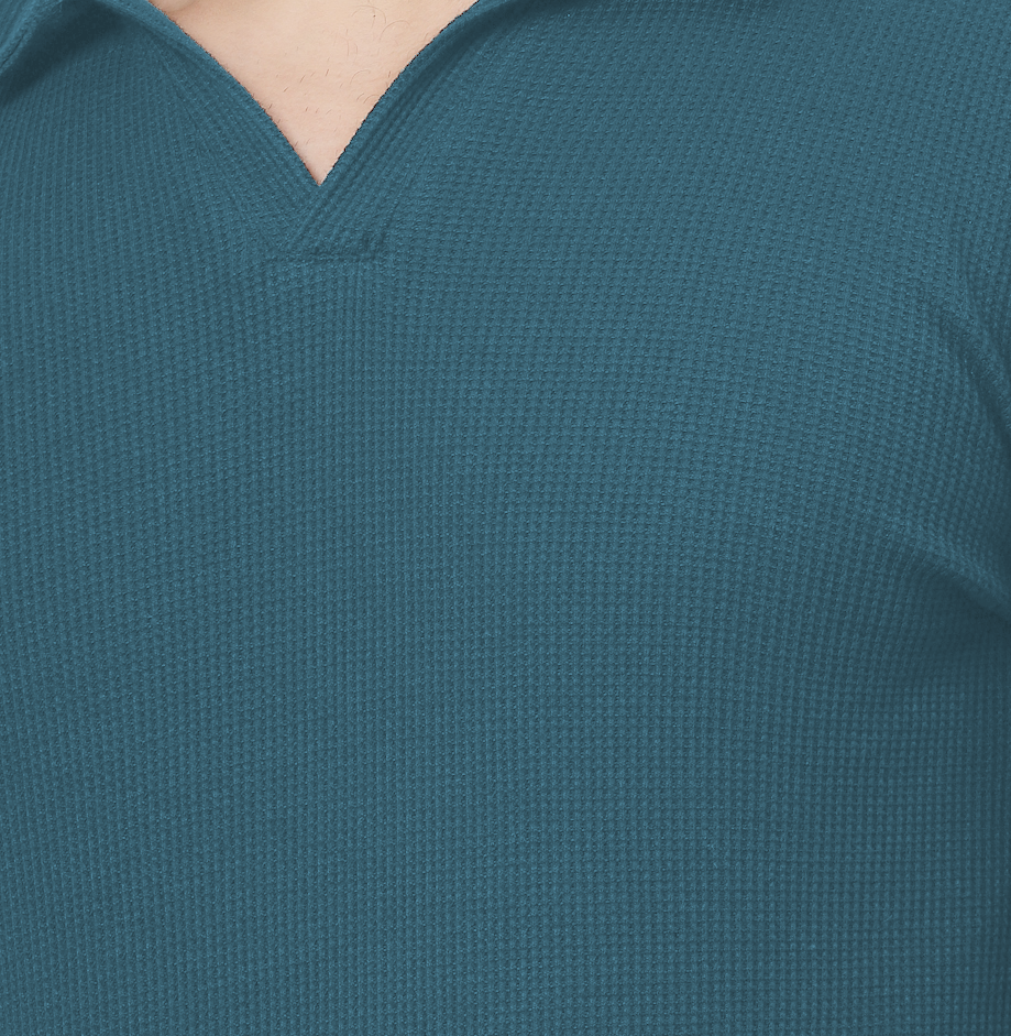 Mens Teal Waffle  T-Shirt