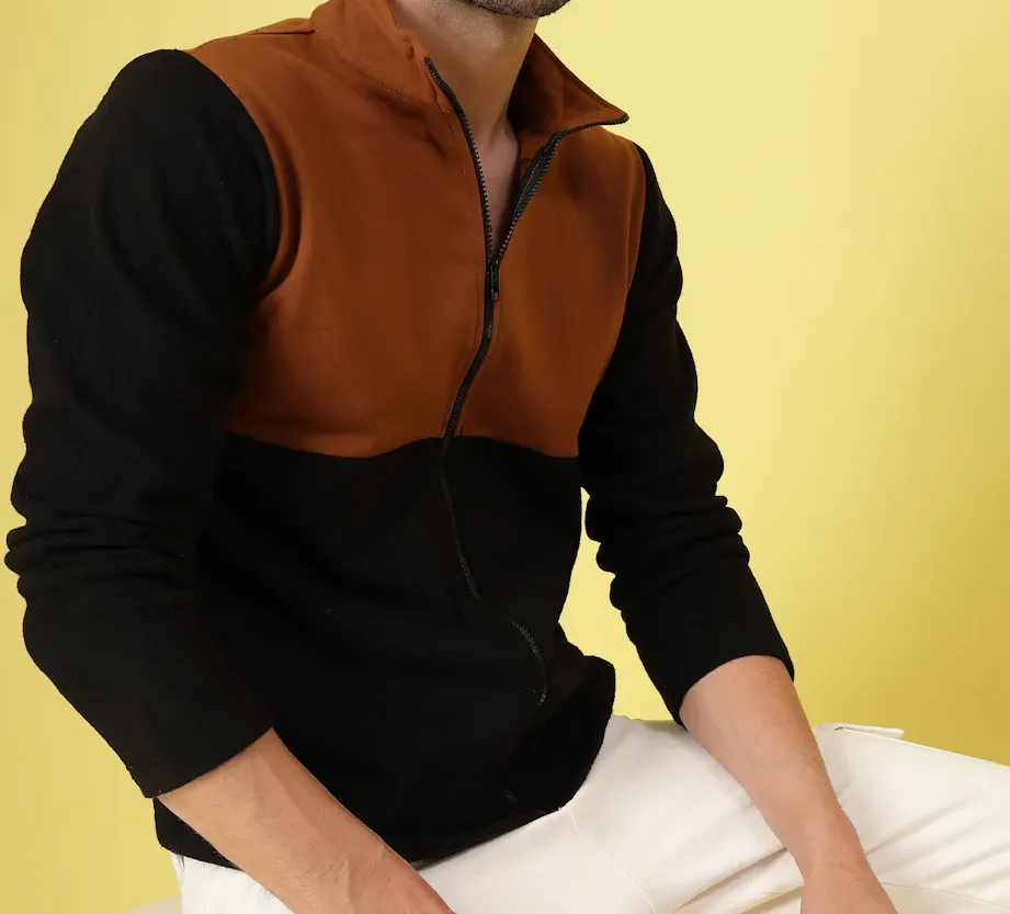 Modern Fit High Neck Jet Black Sweatshirt