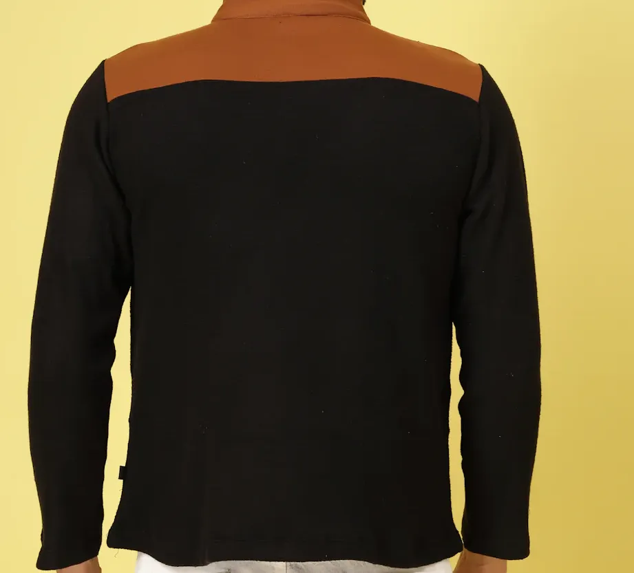Modern Fit High Neck Jet Black Sweatshirt