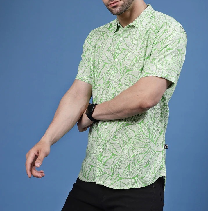 Mystic Leaf Rayon Shirt Green