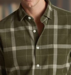 Olive Green Regular Fit Corduroy Checks Shirt Green