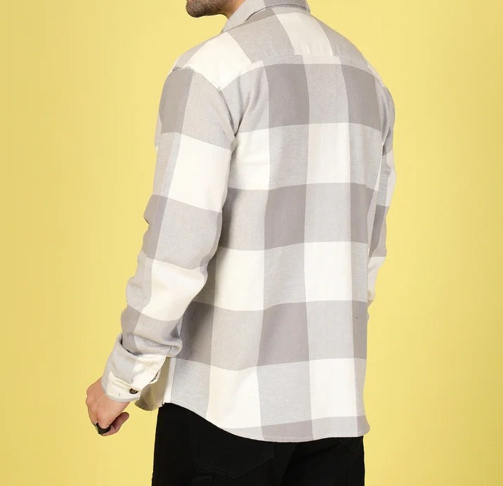 Oversized Checked Flannel Shacket Grey