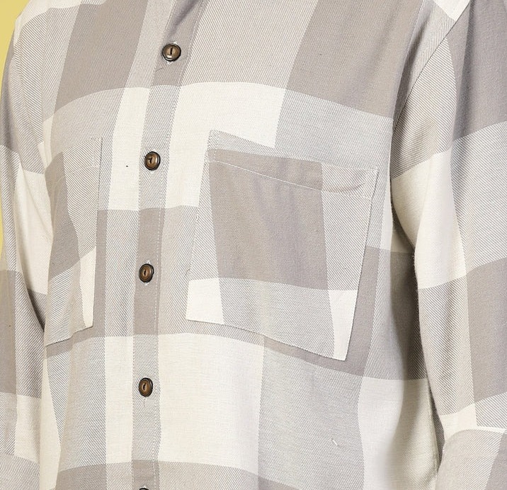 Oversized Checked Flannel Shacket Grey