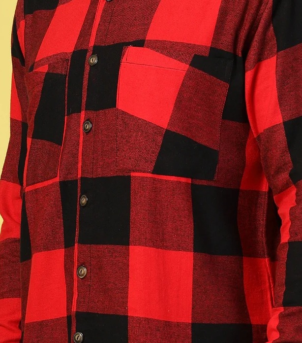 Oversized Checked Flannel Shacket Red