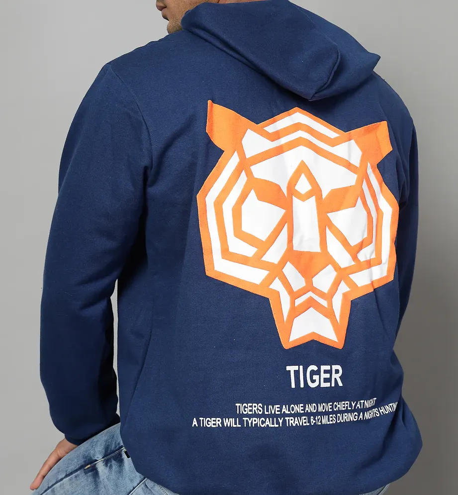 Oversized Fleece Typography Ink blue Sweatshirt