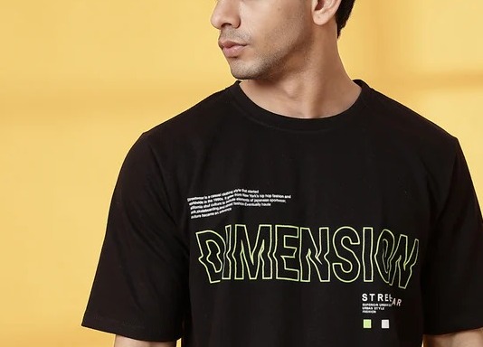 Oversized Graphic Terry Black T-Shirt