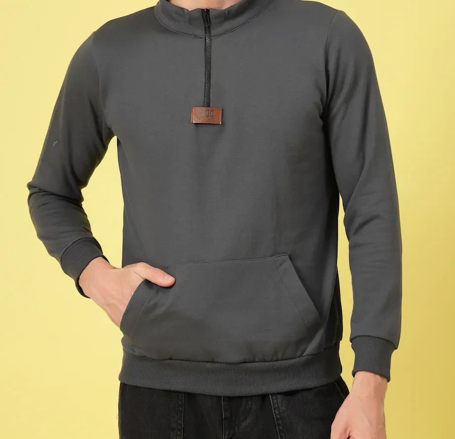 Oversized High Neck Dark Grey Sweatshirt