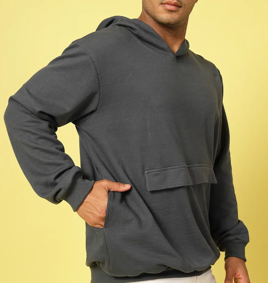 Oversized Hoodie with Bold Print Dark Grey Sweatshirt