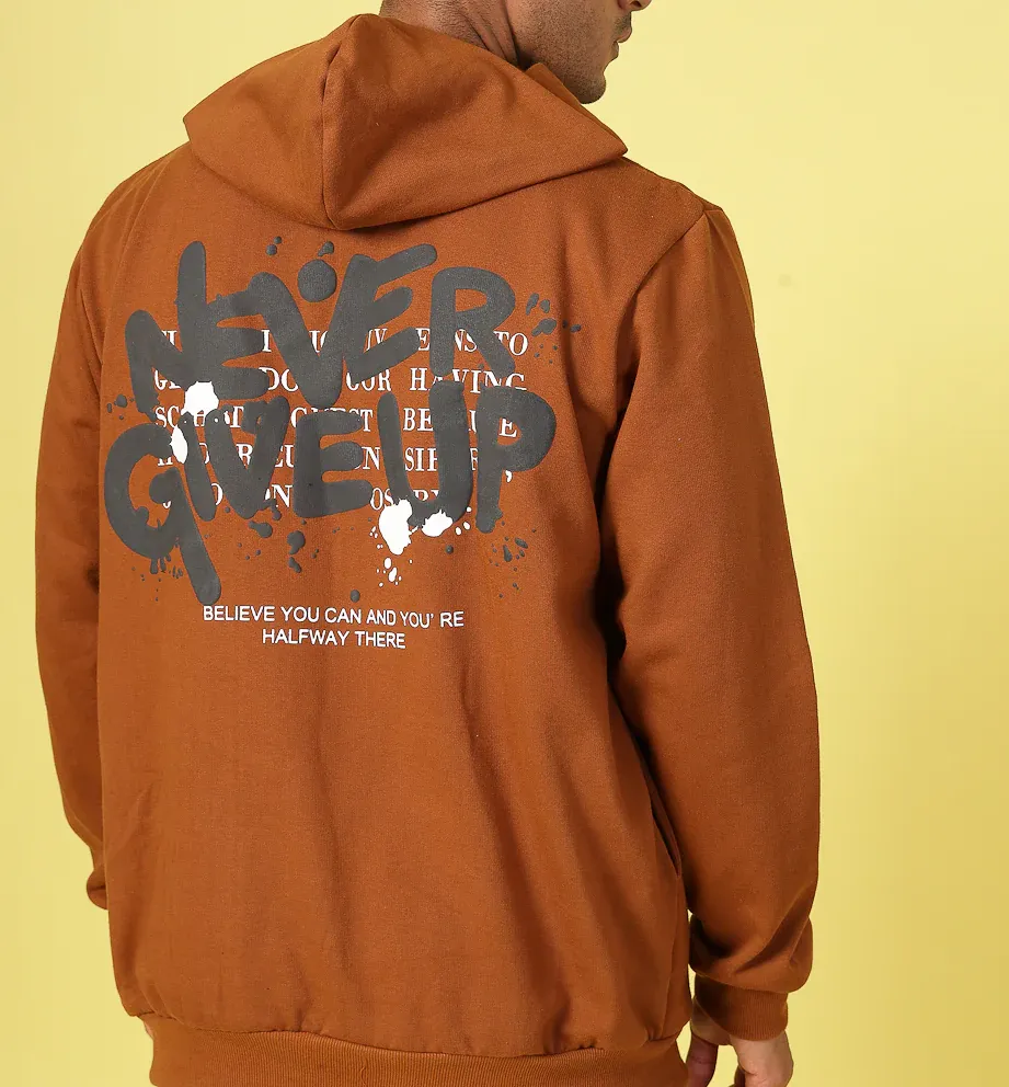 Oversized Hoodie with Bold Print Light Brown Sweatshirt
