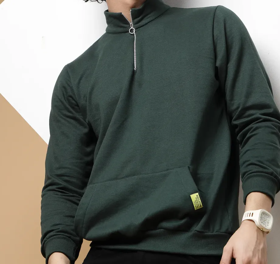 Oversized Printed Fleece Battle Green Sweatshirt
