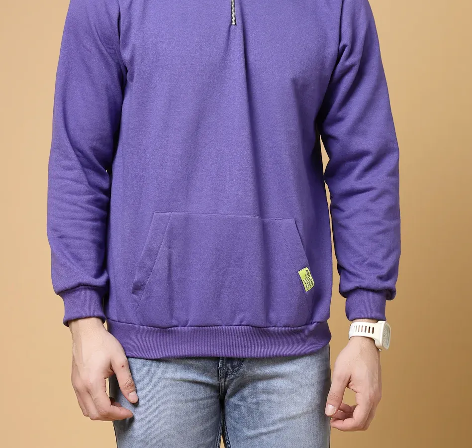 Oversized Printed Fleece Purple Sweatshirt