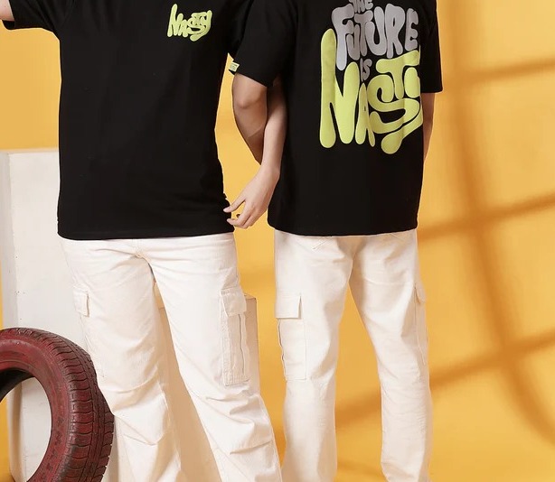 Oversized Typography Puff Print Black T-Shirt