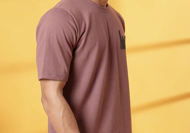 Oversized Typography Puff Print Mauve T-Shirt