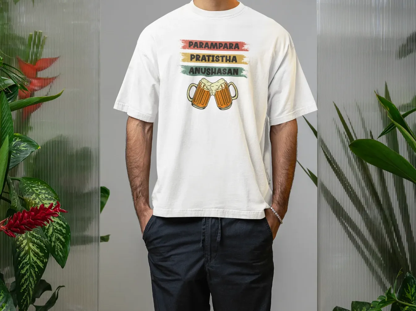 Parampara, Pratistha, Anushasan Oversized T-Shirt