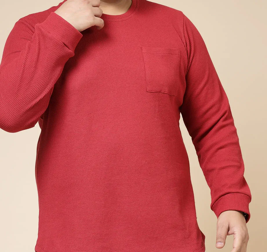Pocketed Waffle Wine Tee with Curved Hem
