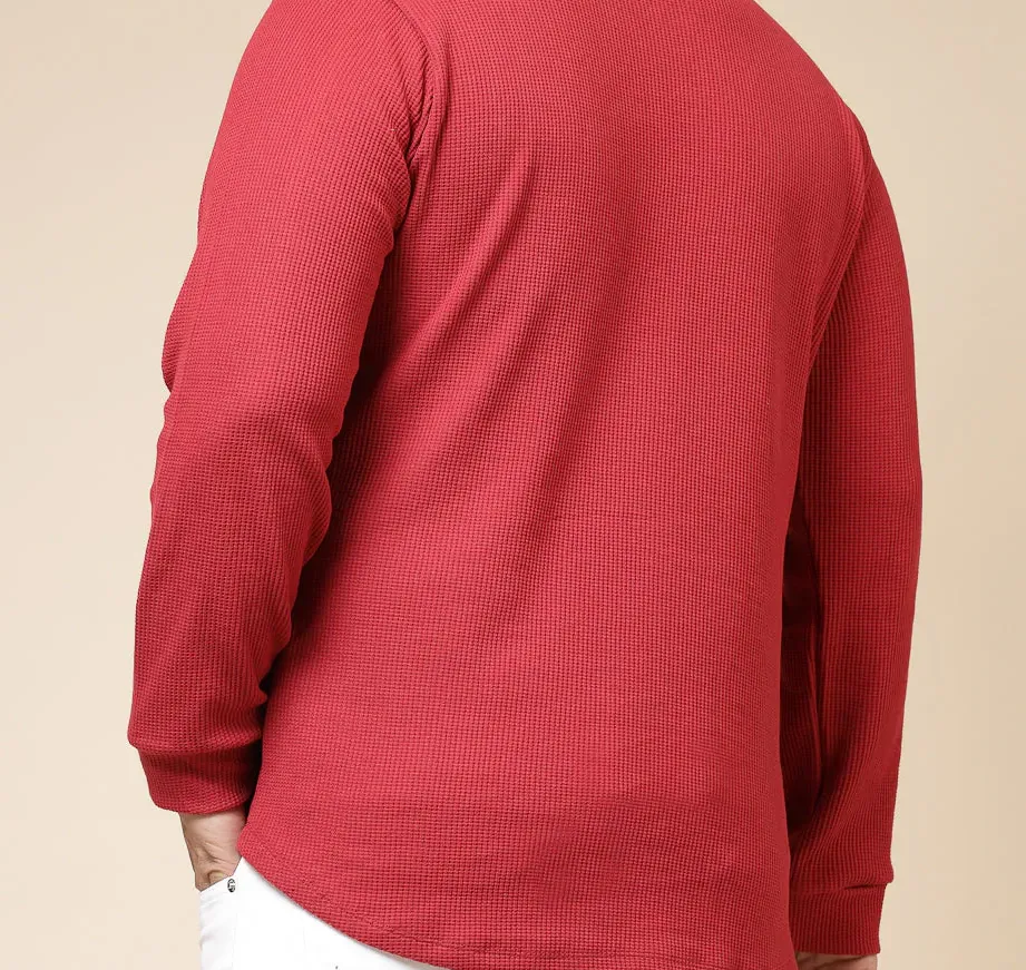Pocketed Waffle Wine Tee with Curved Hem
