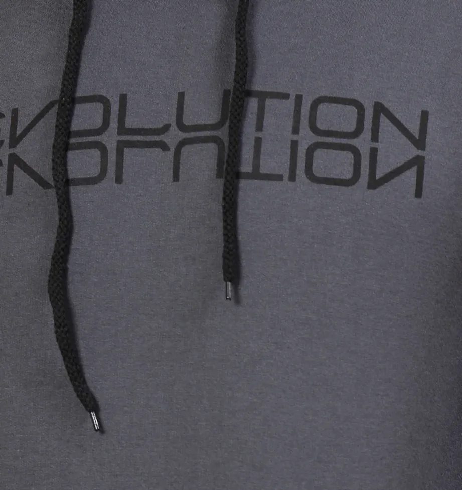 Printed Hooded Fleece Gray Sweatshirt