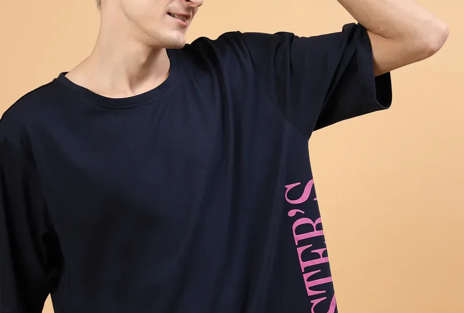 Relaxed Fit Men's Oversized Cotton Navy Tee