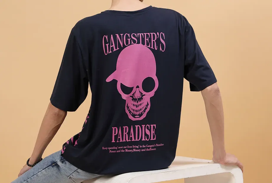 Relaxed Fit Men's Oversized Cotton Navy Tee