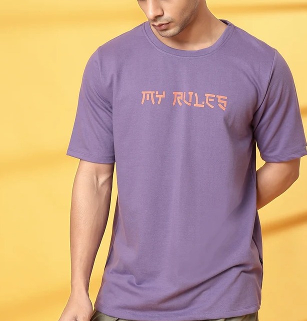 Relaxed Fit Statement Light Purple T-Shirt