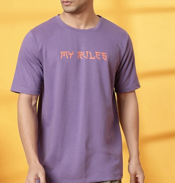 Relaxed Fit Statement Light Purple T-Shirt