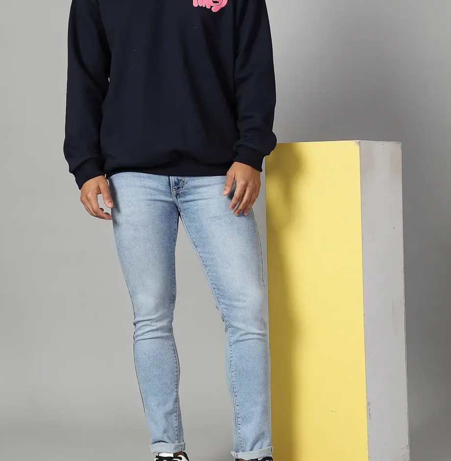Relaxed Fit Typography Navy Sweatshirt