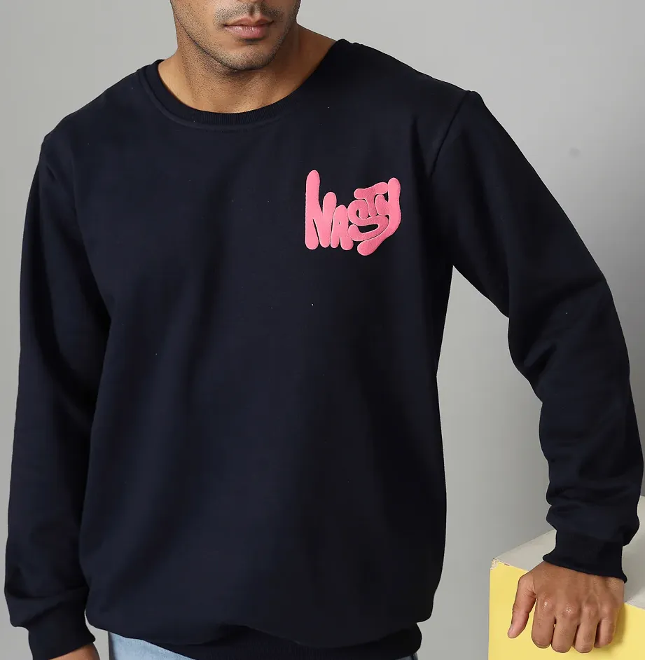 Relaxed Fit Typography Navy Sweatshirt