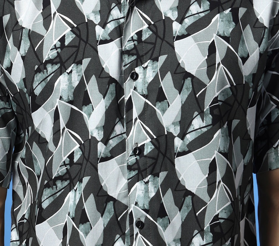 Rigo Men's Abstract  Printed Rayon Shirt