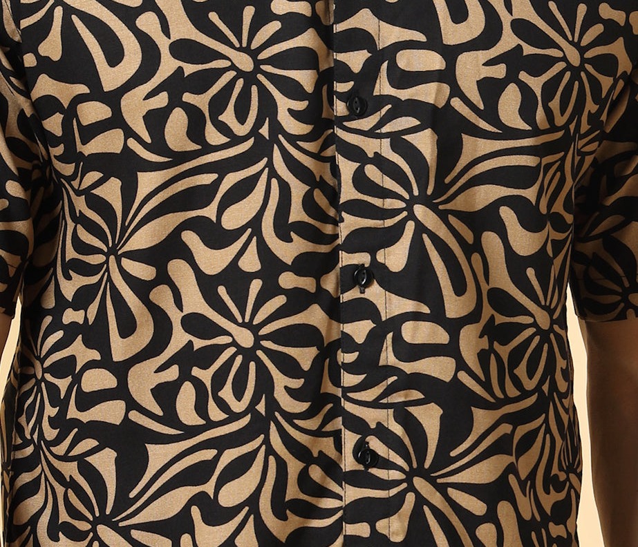 Rigo Men's Coral Printed Rayon Shirt