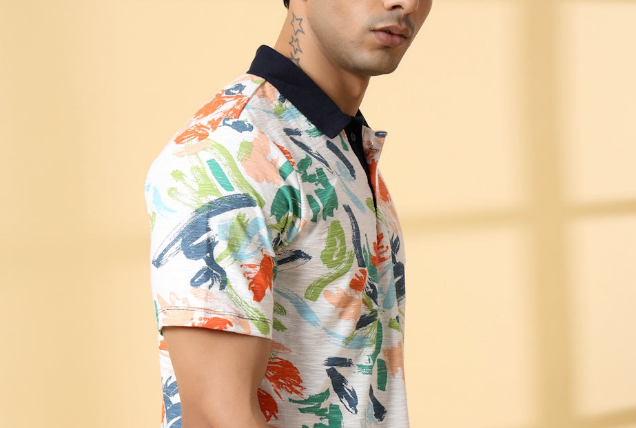Rigo Men's Printed Polo T-shirt