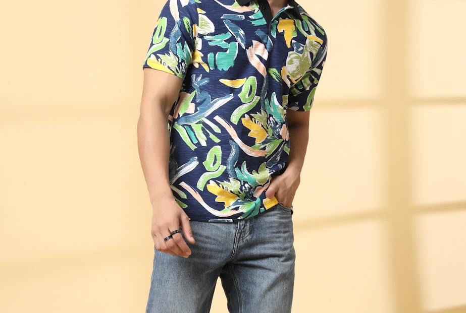 Rigo Men's Printed Polo T-shirt