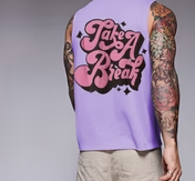 Rigo Men Terry Oversized Printed Light Purple Vest T-shirts