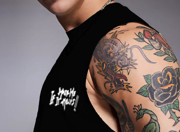 Rigo Men Terry Oversized Printed Navy Vest T-shirts