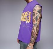 Rigo Men Terry Oversized Printed Purple Vest T-shirts