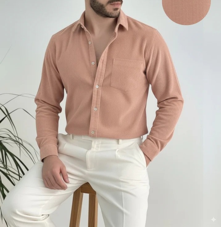 Rose Gold Oversized Corduroy Cotton Shirt