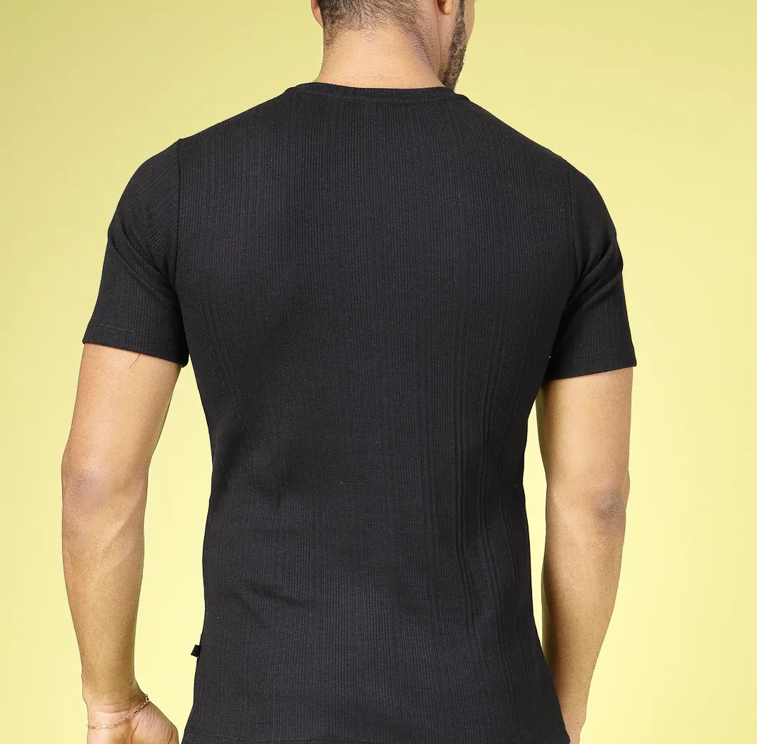 Self Textured Slim Fit T-Shirt