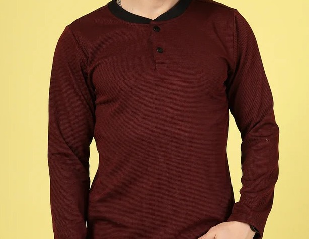 Soft Polyester Waffle Dark Maroon T-Shirt