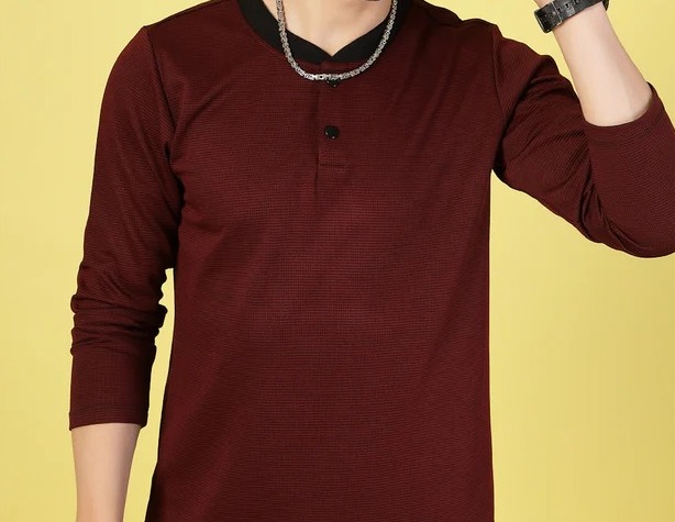 Soft Polyester Waffle Dark Maroon T-Shirt