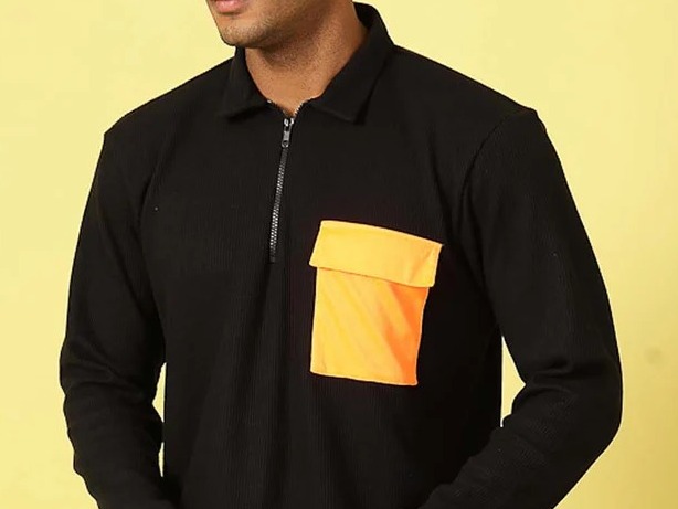 Stylish Oversized High Neck Jet Black T-Shirt