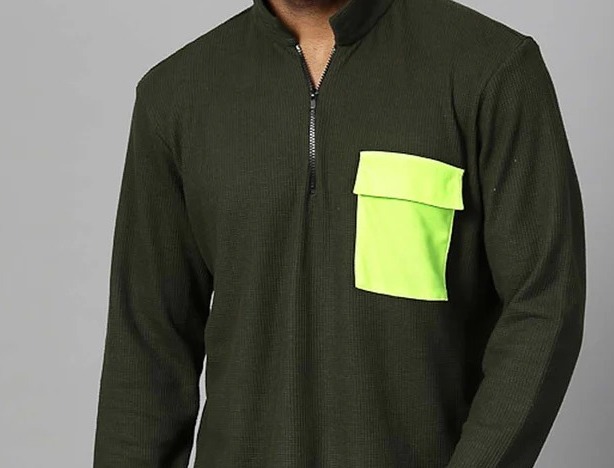 Stylish Oversized High Neck Olive Green T-Shirt
