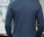 Textured Navy Zip Ribbed Polo T-Shirt