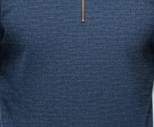 Textured Navy Zip Ribbed Polo T-Shirt